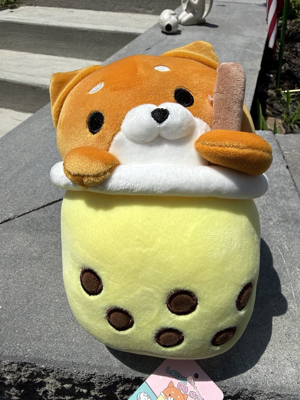 Taka Hoi Shiba Inu Dog Boba Tea Plush Stuffed Animal, Washable 6-14in